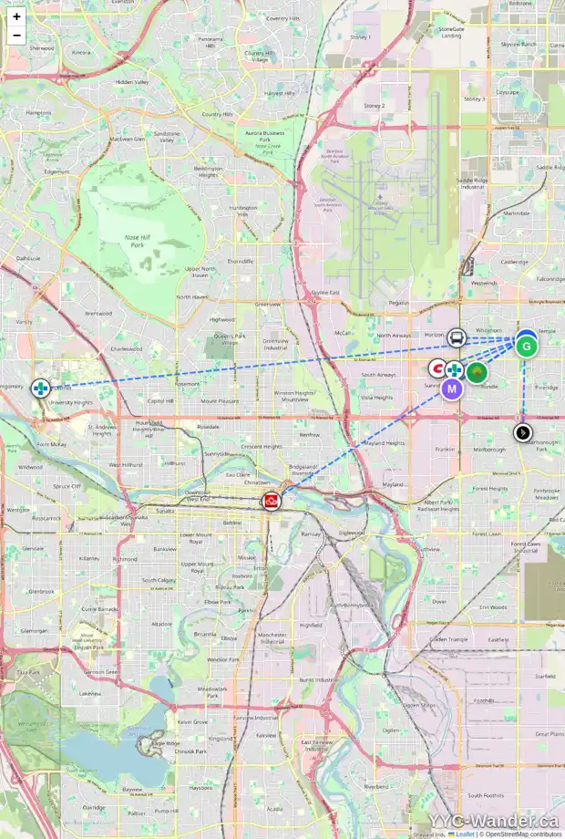 Daily accessibility map for 412 TEMPLEWOOD PL NE, Calgary showing nearby schools, grocery stores, parks, LRT stations and nearby amenities