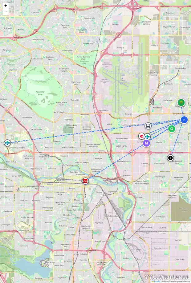 Daily accessibility map for 190 TEMPLEVALE RD NE, Calgary showing nearby schools, grocery stores, parks, LRT stations and nearby amenities