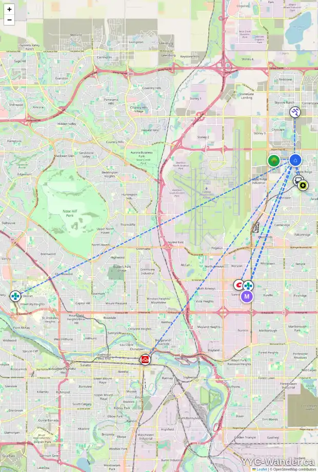 Daily accessibility map for 640 SAVANNA BV NE, Calgary showing nearby schools, grocery stores, parks, LRT stations and nearby amenities
