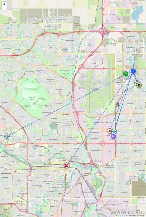 Daily accessibility map for 161 SAVANNA PS NE, Calgary showing nearby schools, grocery stores, parks, LRT stations and nearby amenities