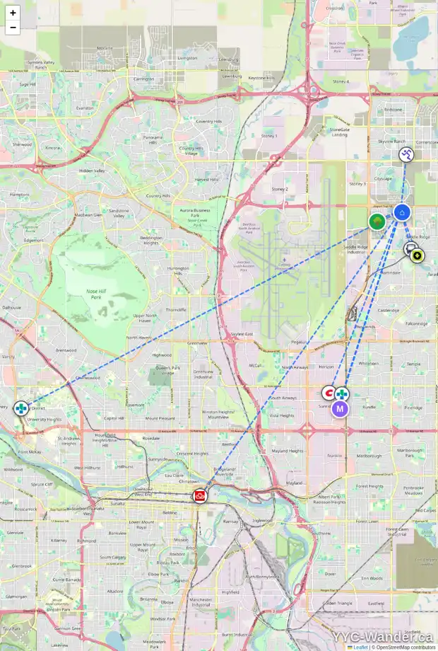 Daily accessibility map for 89 SAVANNA MR NE, Calgary showing nearby schools, grocery stores, parks, LRT stations and nearby amenities