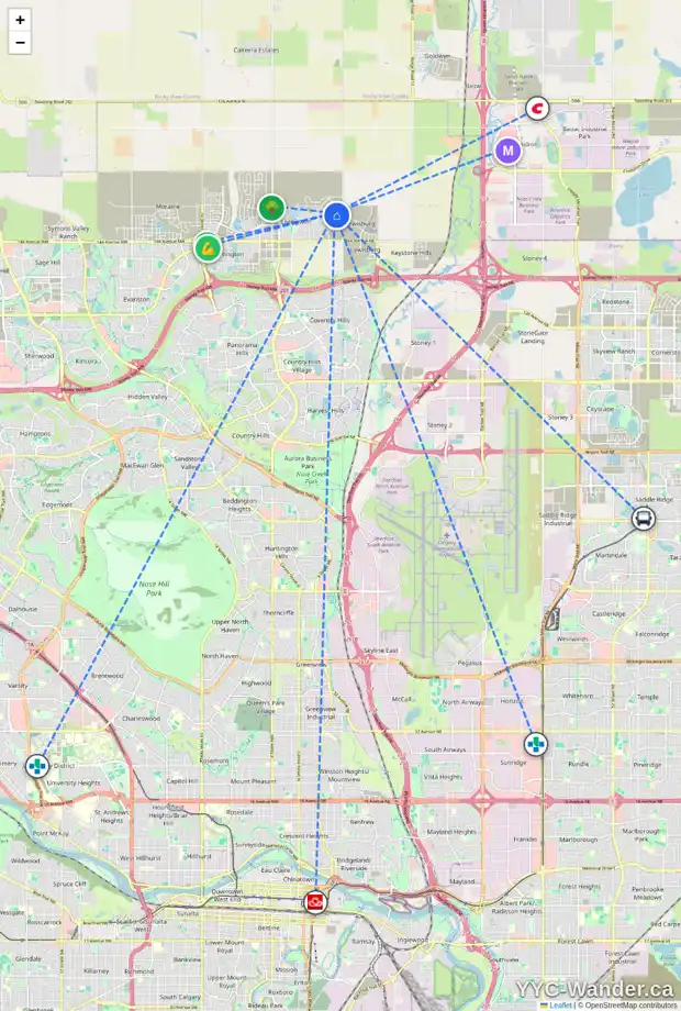 Daily accessibility map for 69 HERRON ME NE, Calgary showing nearby schools, grocery stores, parks, LRT stations and nearby amenities