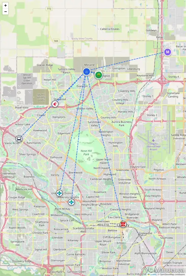 Daily accessibility map for 88 AMBLETON ST NW, Calgary showing nearby schools, grocery stores, parks, LRT stations and nearby amenities