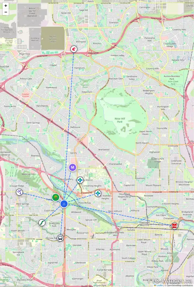 Daily accessibility map for 24 5790 PATINA DR SW, Calgary showing nearby schools, grocery stores, parks, LRT stations and nearby amenities