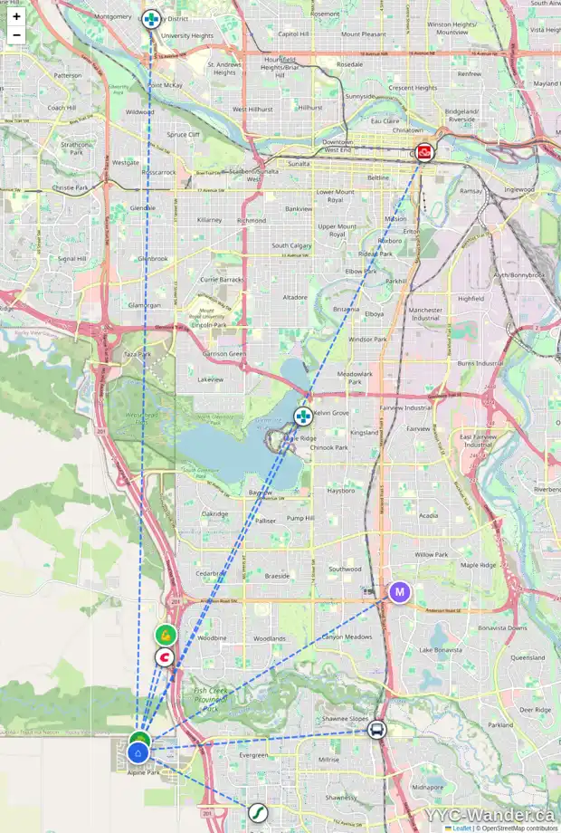 Daily accessibility map for 130 VERITY MR SW, Calgary showing nearby schools, grocery stores, parks, LRT stations and nearby amenities