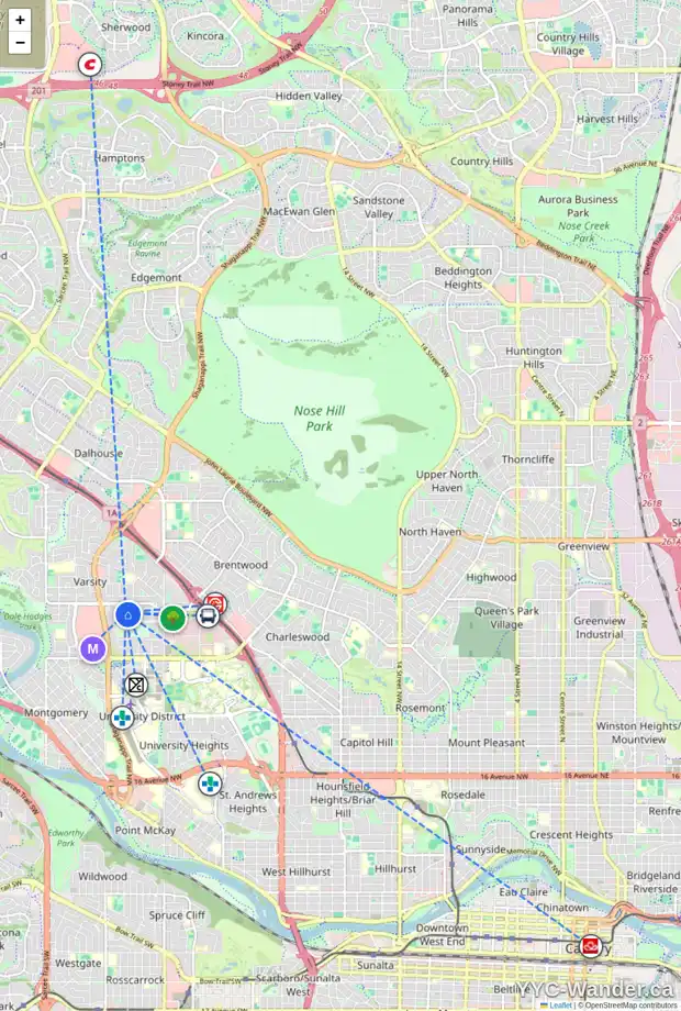 Daily accessibility map for 4 VARBAY PL NW, Calgary showing nearby schools, grocery stores, parks, LRT stations and nearby amenities