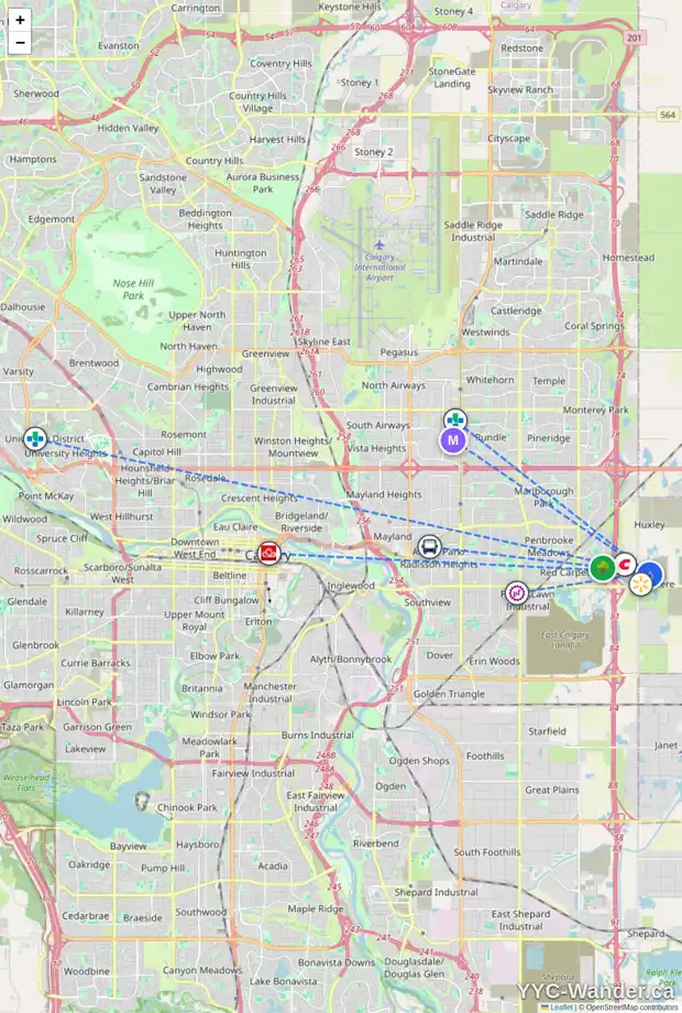 Daily accessibility map for 125 65 BELVEDERE PT SE, Calgary showing nearby schools, grocery stores, parks, LRT stations and nearby amenities