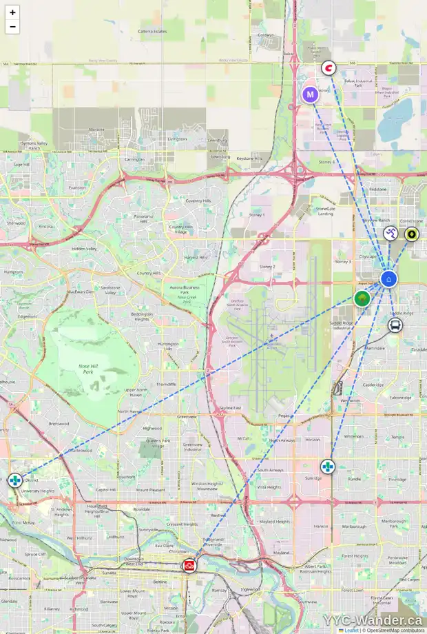 Daily accessibility map for 8875 CITYSCAPE DR NE, Calgary showing nearby schools, grocery stores, parks, LRT stations and nearby amenities