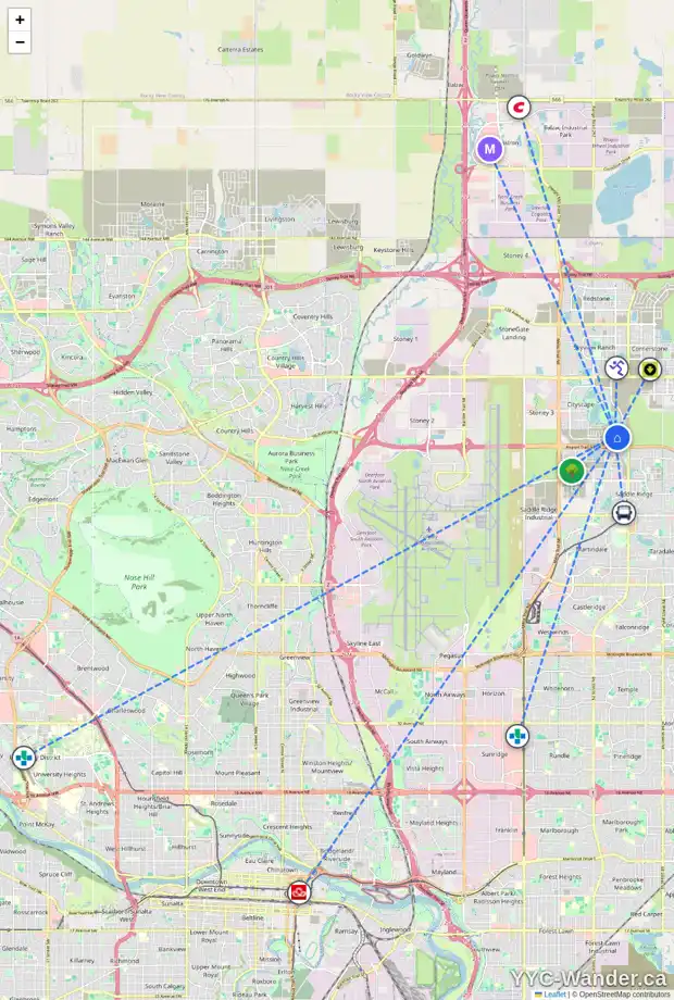 Daily accessibility map for 8819 CITYSCAPE DR NE, Calgary showing nearby schools, grocery stores, parks, LRT stations and nearby amenities
