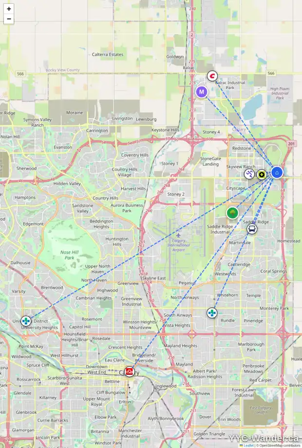 Daily accessibility map for 3699 CORNERSTONE BV NE, Calgary showing nearby schools, grocery stores, parks, LRT stations and nearby amenities