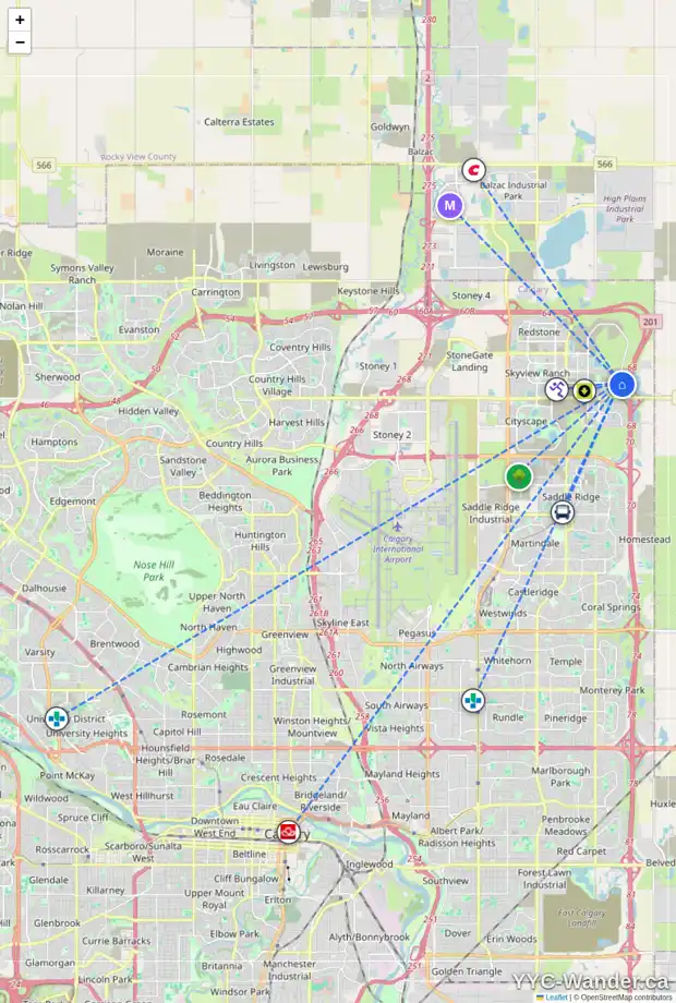 Daily accessibility map for 3677 CORNERSTONE BV NE, Calgary showing nearby schools, grocery stores, parks, LRT stations and nearby amenities