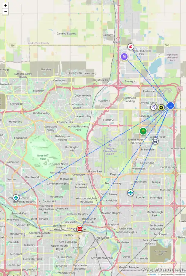 Daily accessibility map for 3696 CORNERSTONE BV NE, Calgary showing nearby schools, grocery stores, parks, LRT stations and nearby amenities