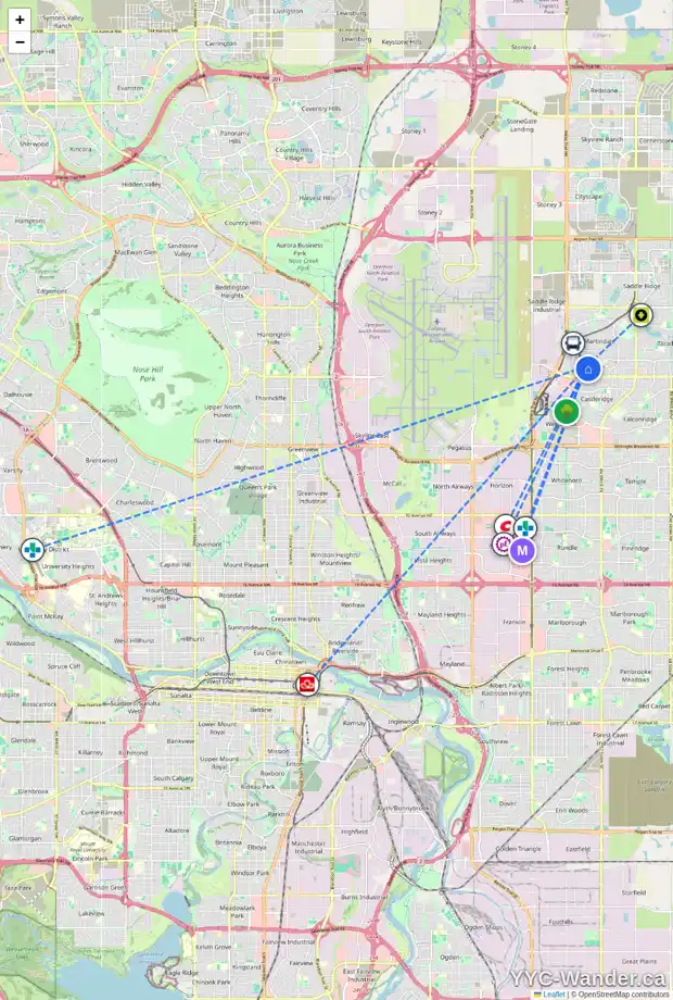Daily accessibility map for 290 MARTINDALE BV NE, Calgary showing nearby schools, grocery stores, parks, LRT stations and nearby amenities