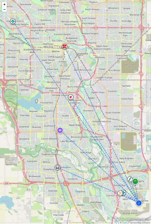 Daily accessibility map for 125 MALLARD GV SE, Calgary showing nearby schools, grocery stores, parks, LRT stations and nearby amenities