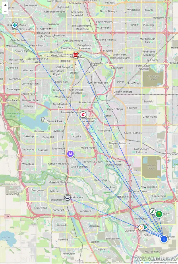 Daily accessibility map for 81 MALLARD GV SE, Calgary showing nearby schools, grocery stores, parks, LRT stations and nearby amenities