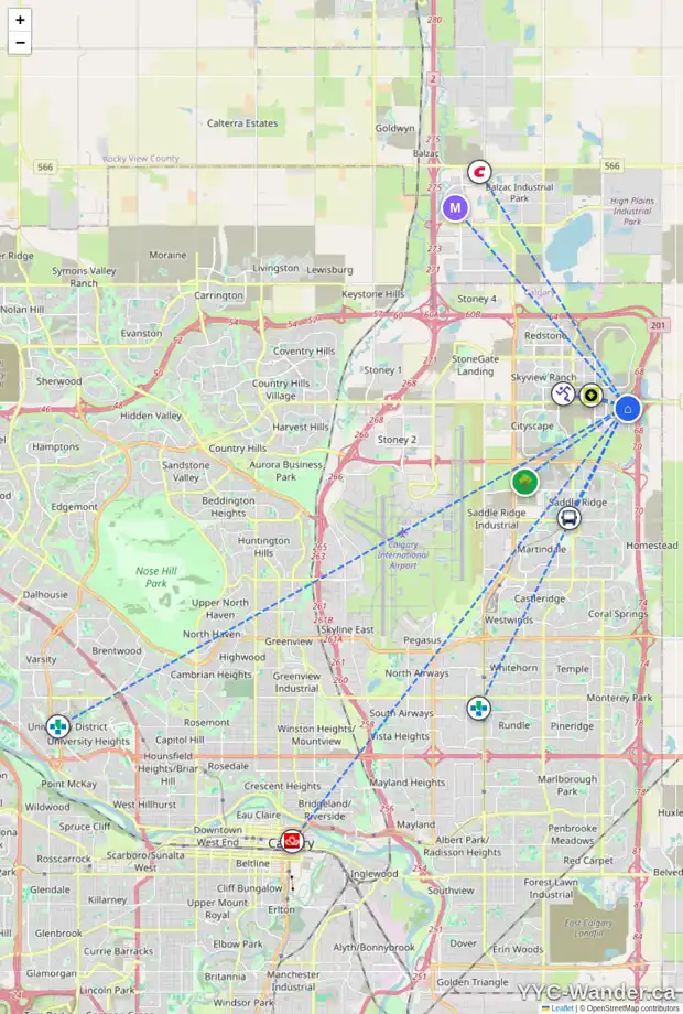 Daily accessibility map for 841 CORNER MEADOWS WY NE, Calgary showing nearby schools, grocery stores, parks, LRT stations and nearby amenities