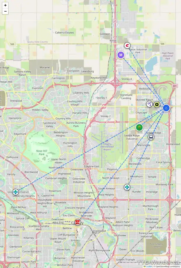 Daily accessibility map for 859 CORNER MEADOWS WY NE, Calgary showing nearby schools, grocery stores, parks, LRT stations and nearby amenities