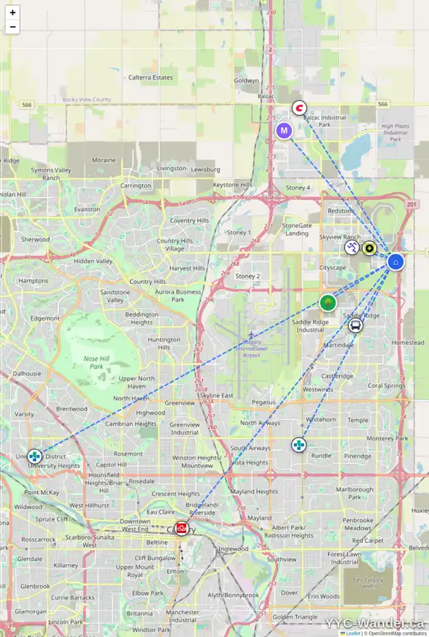 Daily accessibility map for 724 CORNER MEADOWS WY NE, Calgary showing nearby schools, grocery stores, parks, LRT stations and nearby amenities
