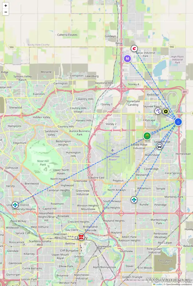 Daily accessibility map for 521 CORNER MEADOWS WY NE, Calgary showing nearby schools, grocery stores, parks, LRT stations and nearby amenities