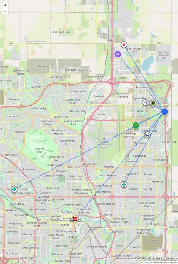 Daily accessibility map for 561 CORNER MEADOWS WY NE, Calgary showing nearby schools, grocery stores, parks, LRT stations and nearby amenities