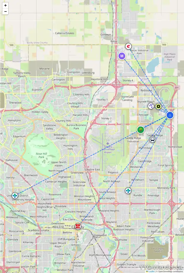 Daily accessibility map for 578 CORNER MEADOWS WY NE, Calgary showing nearby schools, grocery stores, parks, LRT stations and nearby amenities