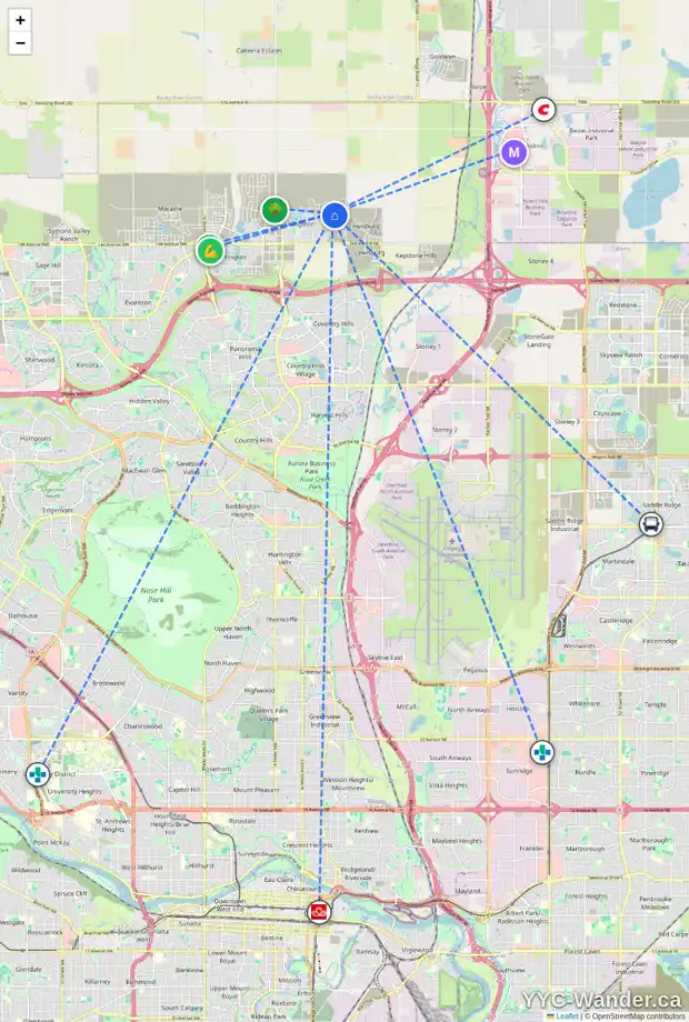 Daily accessibility map for 24 HERRON WK NE, Calgary showing nearby schools, grocery stores, parks, LRT stations and nearby amenities