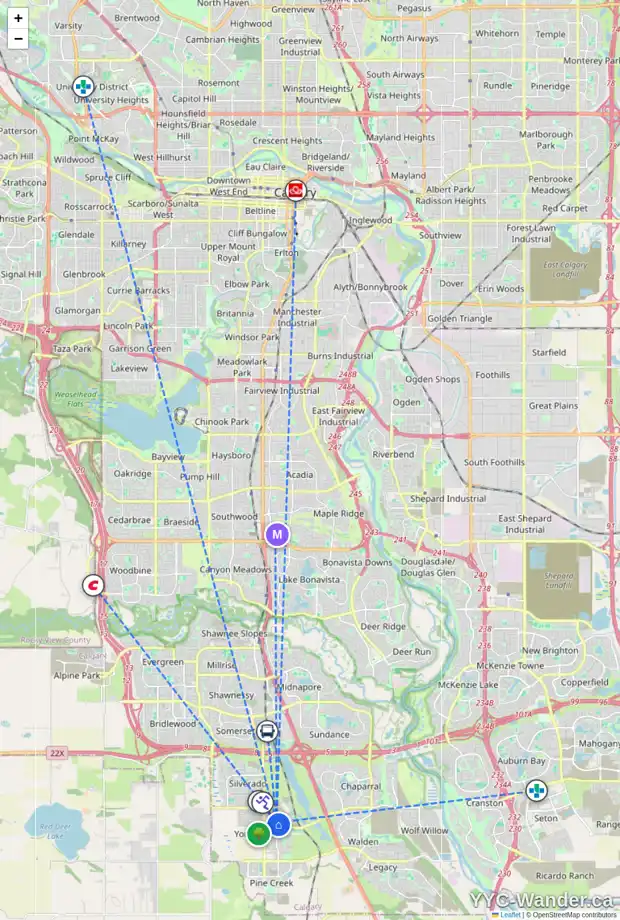 Daily accessibility map for 113 BELMONT DR SW, Calgary showing nearby schools, grocery stores, parks, LRT stations and nearby amenities