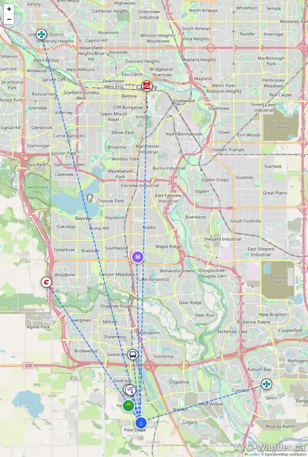 Daily accessibility map for 209 CREEKSTONE PH SW, Calgary showing nearby schools, grocery stores, parks, LRT stations and nearby amenities