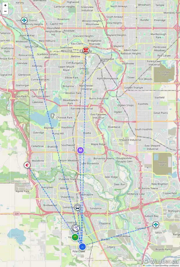 Daily accessibility map for 189 CREEKSTONE PH SW, Calgary showing nearby schools, grocery stores, parks, LRT stations and nearby amenities