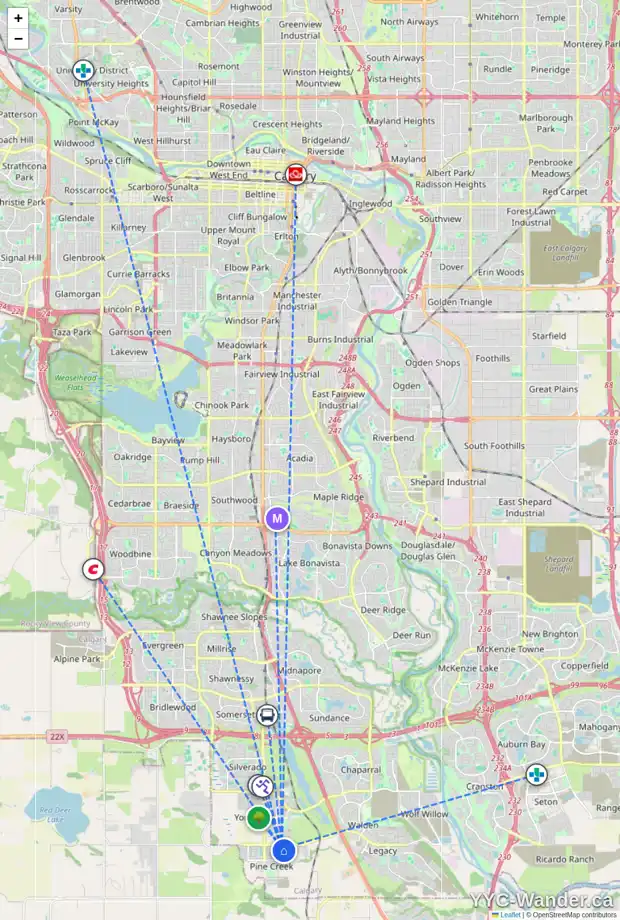 Daily accessibility map for 185 CREEKSTONE PH SW, Calgary showing nearby schools, grocery stores, parks, LRT stations and nearby amenities