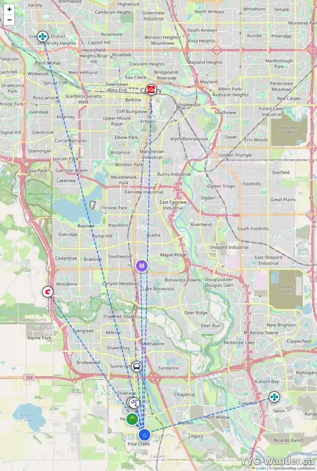Daily accessibility map for 162 CREEKSTONE PH SW, Calgary showing nearby schools, grocery stores, parks, LRT stations and nearby amenities
