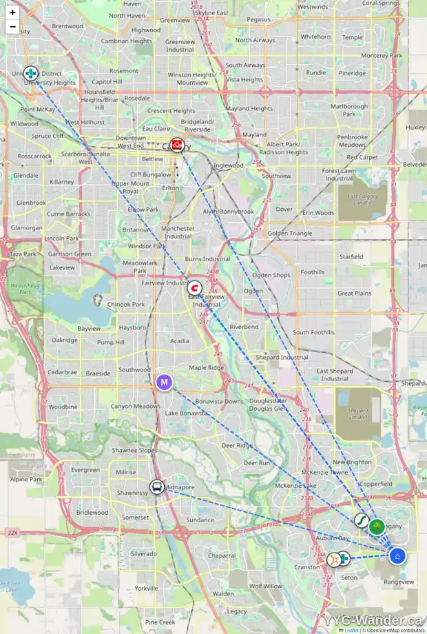 Daily accessibility map for 29 HEIRLOOM CR SE, Calgary showing nearby schools, grocery stores, parks, LRT stations and nearby amenities