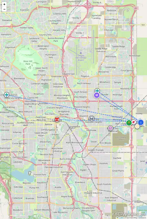 Daily accessibility map for 51 BELVEDERE GR SE, Calgary showing nearby schools, grocery stores, parks, LRT stations and nearby amenities