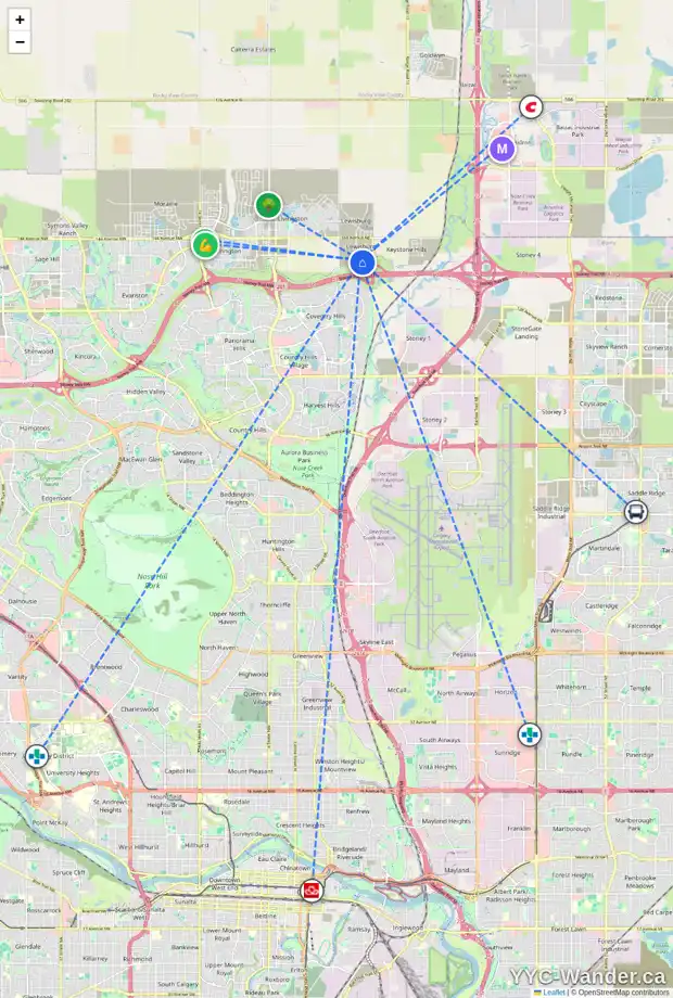 Daily accessibility map for 492 LEWISBURG PL NE, Calgary showing nearby schools, grocery stores, parks, LRT stations and nearby amenities
