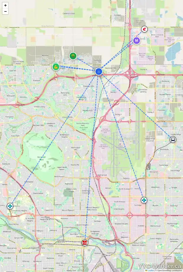 Daily accessibility map for 496 LEWISBURG PL NE, Calgary showing nearby schools, grocery stores, parks, LRT stations and nearby amenities