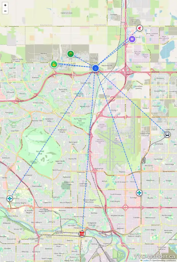 Daily accessibility map for 533 LEWISBURG PL NE, Calgary showing nearby schools, grocery stores, parks, LRT stations and nearby amenities