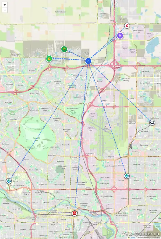 Daily accessibility map for 17 LEWISBURG CL NE, Calgary showing nearby schools, grocery stores, parks, LRT stations and nearby amenities