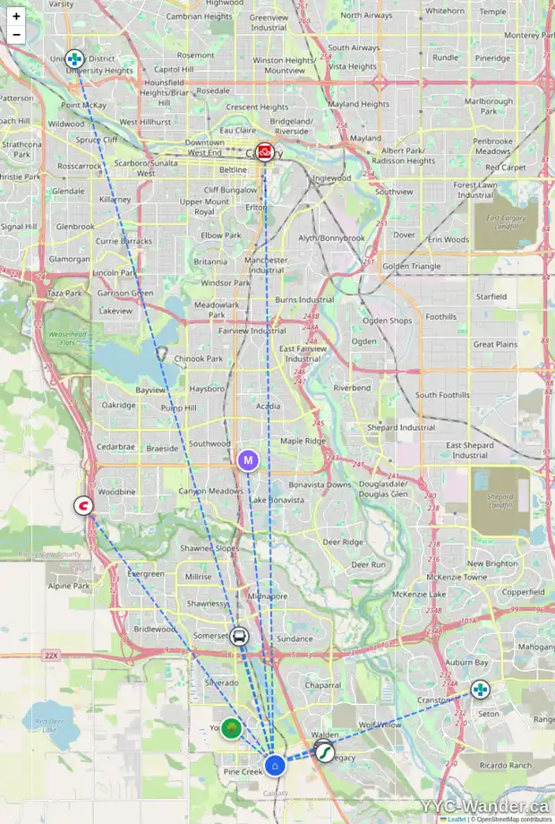 Daily accessibility map for 192 CREEKSTONE HL SW, Calgary showing nearby schools, grocery stores, parks, LRT stations and nearby amenities