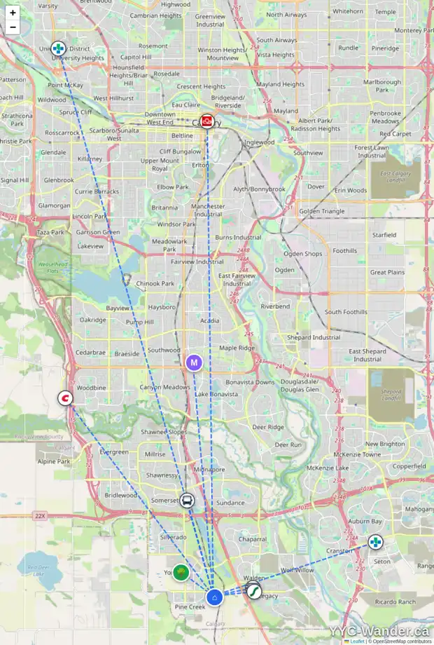 Daily accessibility map for 113 CREEKSTONE HL SW, Calgary showing nearby schools, grocery stores, parks, LRT stations and nearby amenities