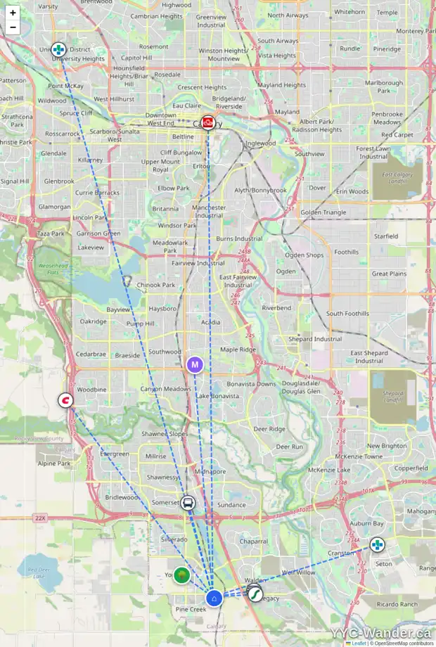 Daily accessibility map for 290 CREEKSTONE HL SW, Calgary showing nearby schools, grocery stores, parks, LRT stations and nearby amenities