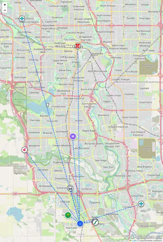 Daily accessibility map for 298 CREEKSTONE HL SW, Calgary showing nearby schools, grocery stores, parks, LRT stations and nearby amenities