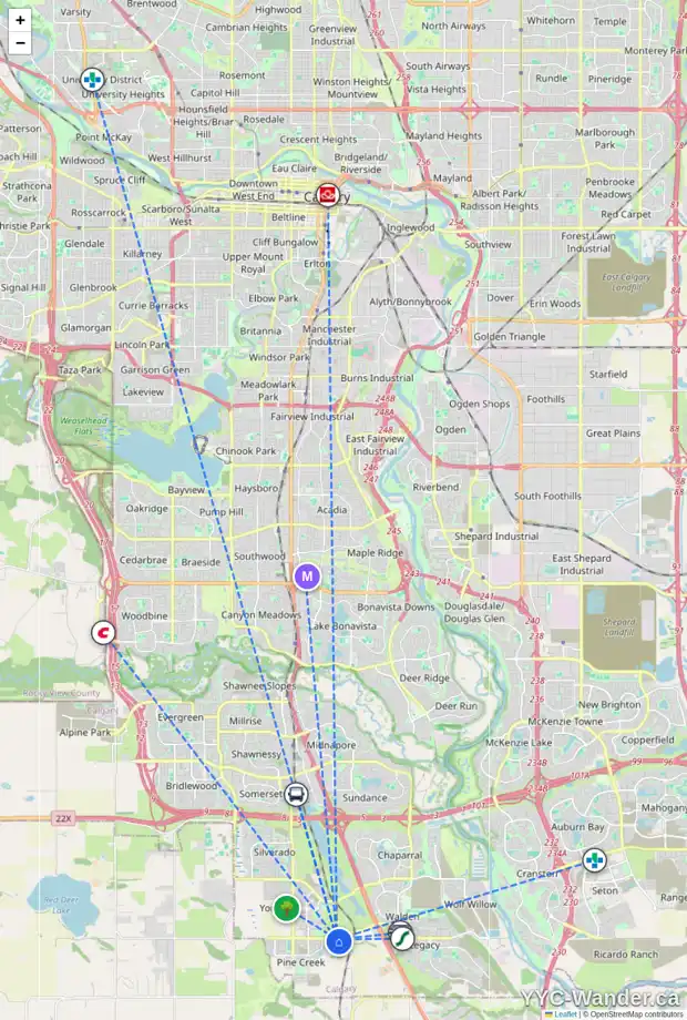 Daily accessibility map for 17 CREEKSTONE ME SW, Calgary showing nearby schools, grocery stores, parks, LRT stations and nearby amenities
