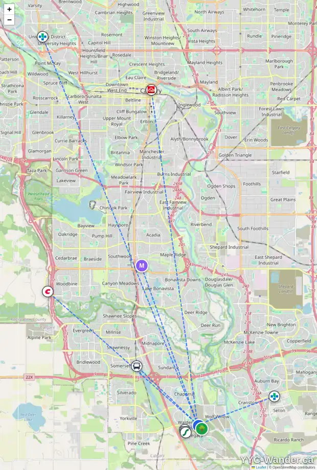 Daily accessibility map for 190 WALGROVE MR SE, Calgary showing nearby schools, grocery stores, parks, LRT stations and nearby amenities