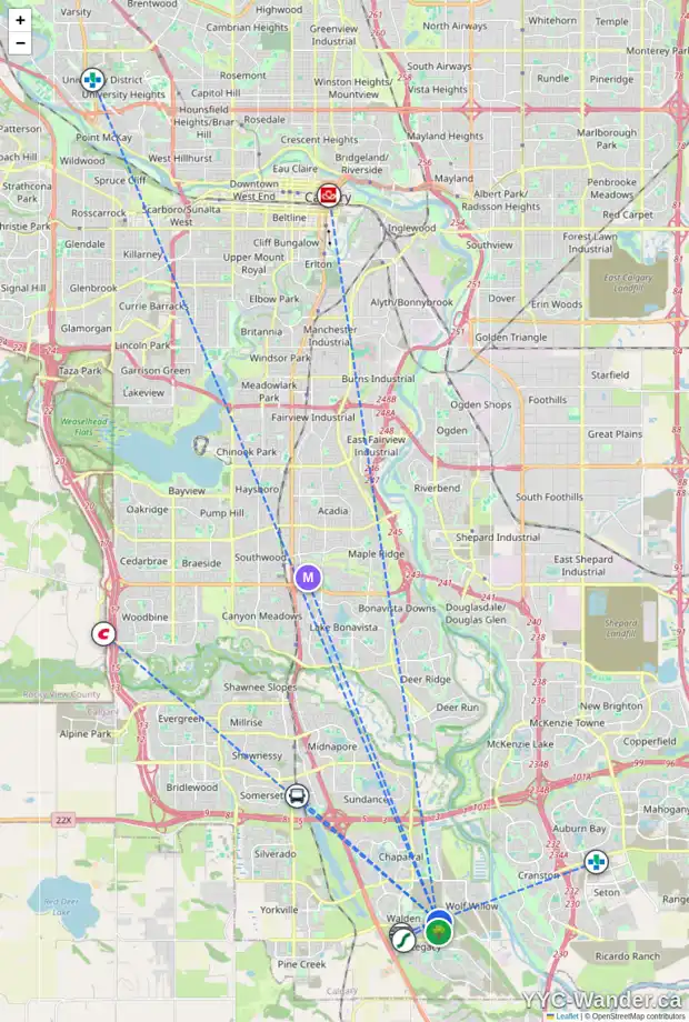 Daily accessibility map for 101 WALGROVE BA SE, Calgary showing nearby schools, grocery stores, parks, LRT stations and nearby amenities