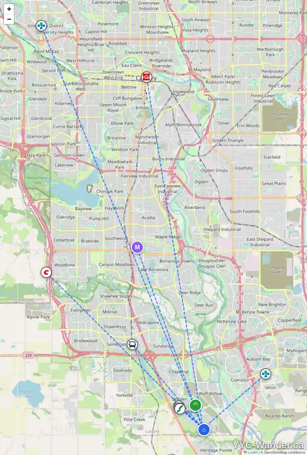Daily accessibility map for 45 LEGACY FOREST HT SE, Calgary showing nearby schools, grocery stores, parks, LRT stations and nearby amenities