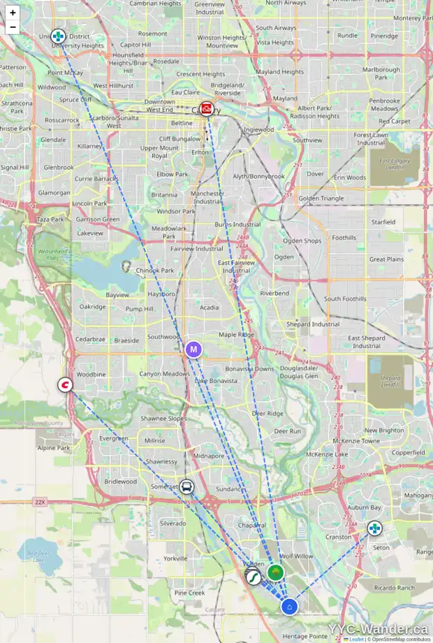 Daily accessibility map for 69 LEGACY FOREST HT SE, Calgary showing nearby schools, grocery stores, parks, LRT stations and nearby amenities