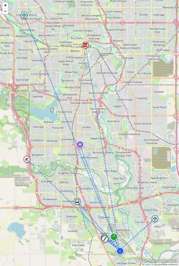 Daily accessibility map for 77 LEGACY FOREST HT SE, Calgary showing nearby schools, grocery stores, parks, LRT stations and nearby amenities