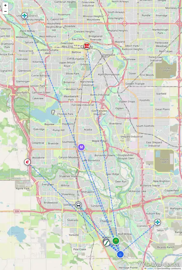 Daily accessibility map for 9 LEGACY FOREST HT SE, Calgary showing nearby schools, grocery stores, parks, LRT stations and nearby amenities