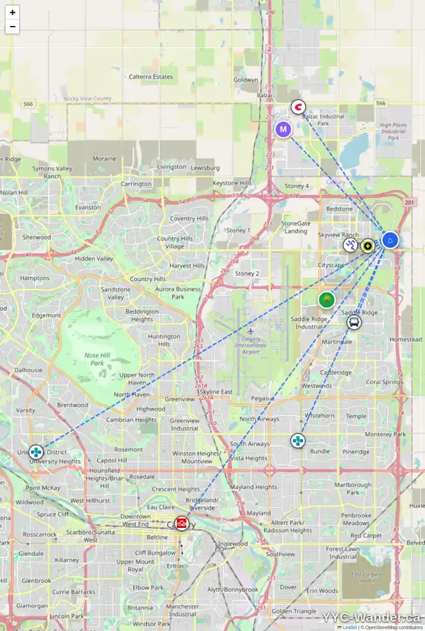 Daily accessibility map for 328 CORNERBROOK DR NE, Calgary showing nearby schools, grocery stores, parks, LRT stations and nearby amenities