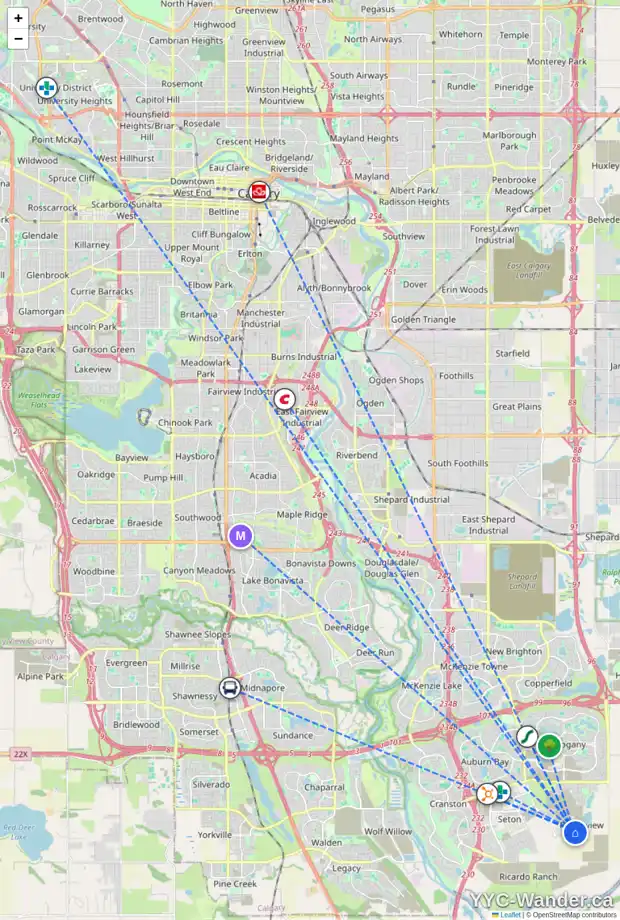 Daily accessibility map for 78 FINCH GD SE, Calgary showing nearby schools, grocery stores, parks, LRT stations and nearby amenities